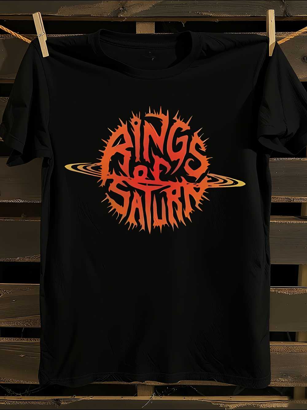 Rings Of Saturn Band Heavy Metal Graphic Tee - T-Shirt Mens Tshirt Womens Tshirts with Letters Print Short Sleeves T-Shirt Casual Street Tee Shirt Top S