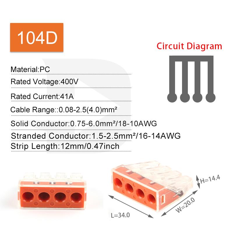 10 buc Conector Universal Compact pentru Cablaj, Conductor, pentru Cutie de Joncțiune cu Conexiune prin Pârghie, Bloc Terminal Push-in 0.75-6mm2