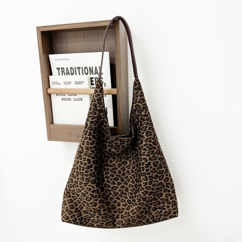 Retro Leopard Print Bag Women's New Autumn and Winter Fashion Shoulder Bag Casual Large-capacity Commuter Tote Bag