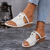 Wedge heel slippers women's summer new hollow flat bottom one-word cool slippers beach women's casual cool slippers