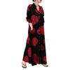 Muslims Maxi Dress Elegant Long Sleeve Floral Printed Middle East Dubai Arabic Moroccan Kaftan Robes for Womens Girls