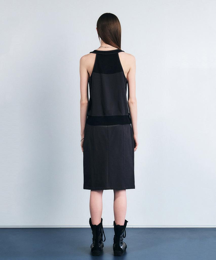 Sillot Block Jersey Midi Skirt (Charcoal)