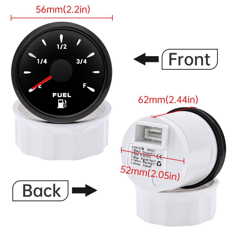 7 Color Light 52mm Fuel Level Gauge+ 0-190 Ohm Fuel Float Sensor 100~500mm Oil Tank Meter Indicator For Car Boat Marine RV Yacht