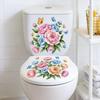 Floral Toilet Sticker Waterproof Easy to Clean Self-Adhesive Toilet Lid Wall Decal for Home Bathroom Decor
