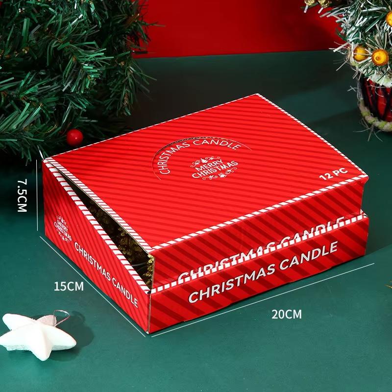 12Pcs Set Christmas Candles, Santa Claus, Tree, Snowman, Carnival, Romantic Ornaments, Candlelight Dinner, Christmas Painted