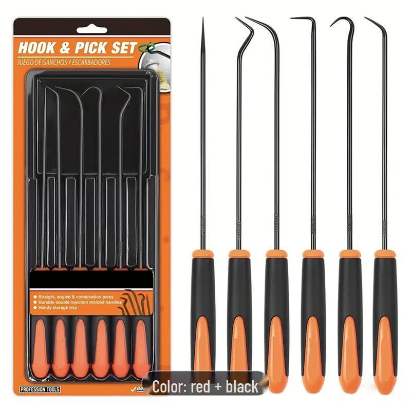 6-Piece Precision Oil Seal Hook Puller Set with Injection Molded Handle 6-piece set