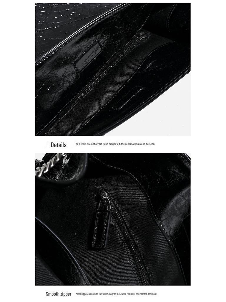 Damen 2025 Rindsleder Diamantkette Schulter Messenger Tote – Pendeltasche mit großem Fassungsvermögen