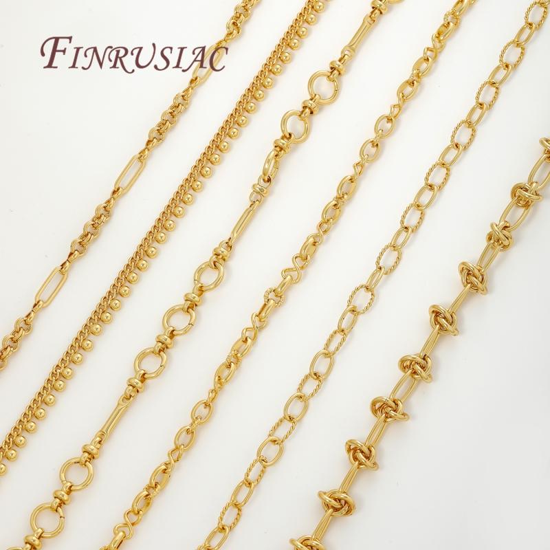 Multiple Styles 0.5-1 Meter 18K Gold Plated Roll Bulk Chains Cable Link Chains For Necklaces High Quality Jewelry Accessories