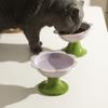Solid Color Ceramic Flower Cat Bowl High Foot Anti Knock Protection Cervical Spine Snack Tray Cat Supplies Cat Food Water Bowl