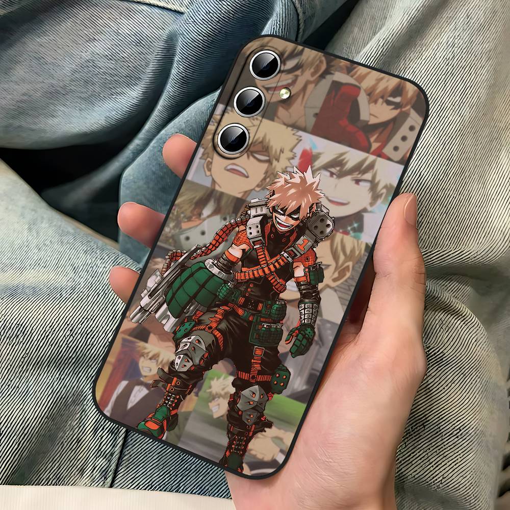 Bakugo My Hero Academia Phone Case For Samsung Galaxy S24/S25/S22/S30/Note20/Lite/Ultra/5G/Plus/FE Soft Black