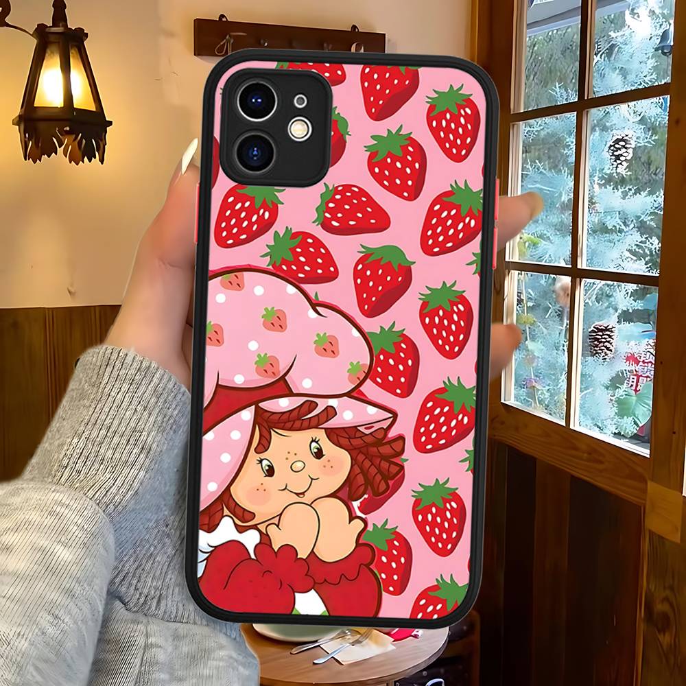 Girl Pink Strawberry S-Shortcake Phone Cases For IPhone 16 15 14 Plus 13 12 11 Pro Max Matte Oft Bumper Phone Cover