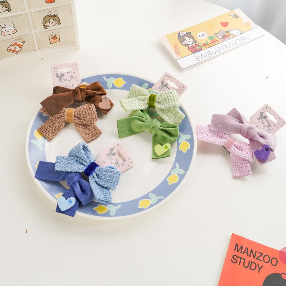 2pcs Korean Sweet Bow Hair Rope Candy Color Velvet Knitting Hair Tie for Kids Elastic Hair Bands Headwear Girls Hair Accessories