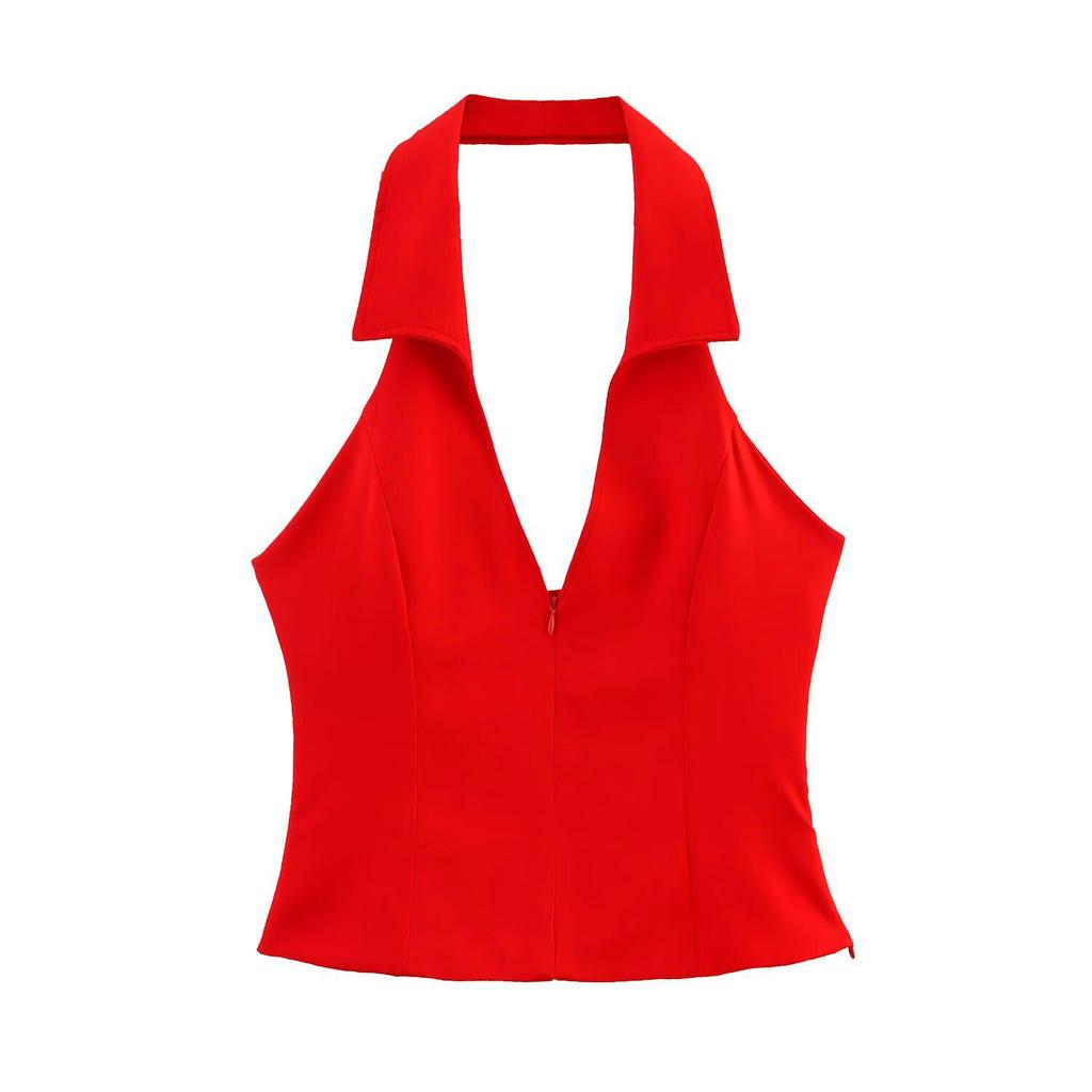 2025 Spring Women's European and American Halter Neck Shirt Dress Pants