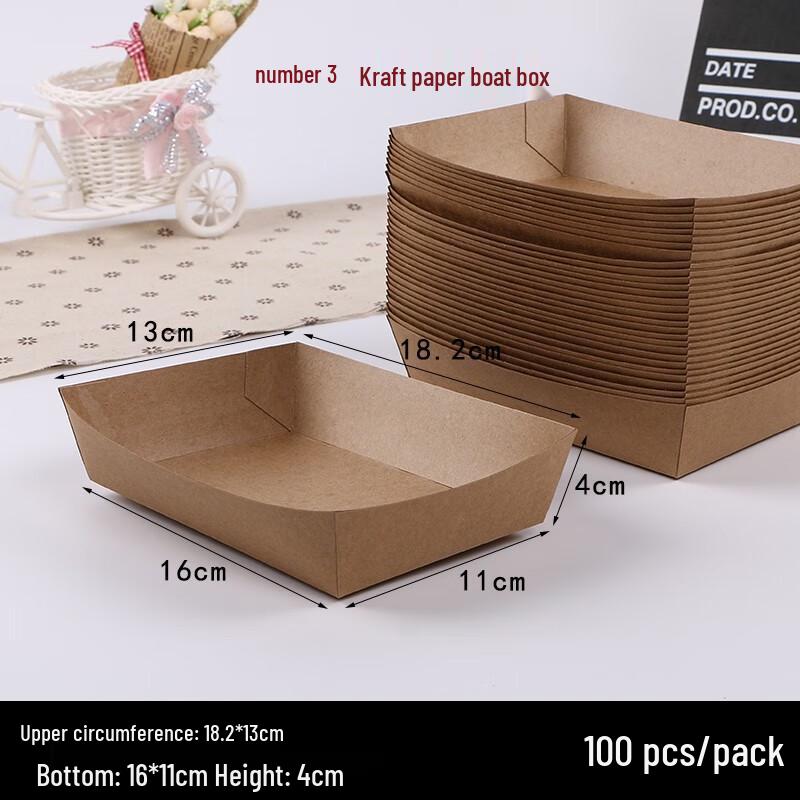 Disposable Laminated Kraft Paper Boat Box