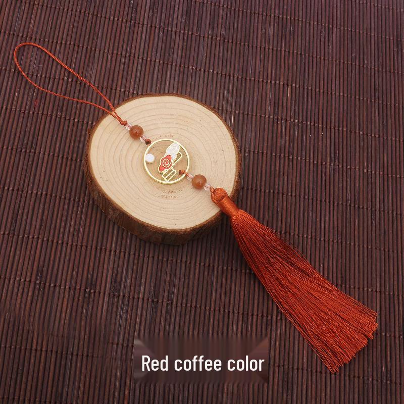 Colorful Clouds Chasing the Moon Tassel Pendant for Hanfu Qipao - 12CM Fan Lantern Jade Lapel Accessory