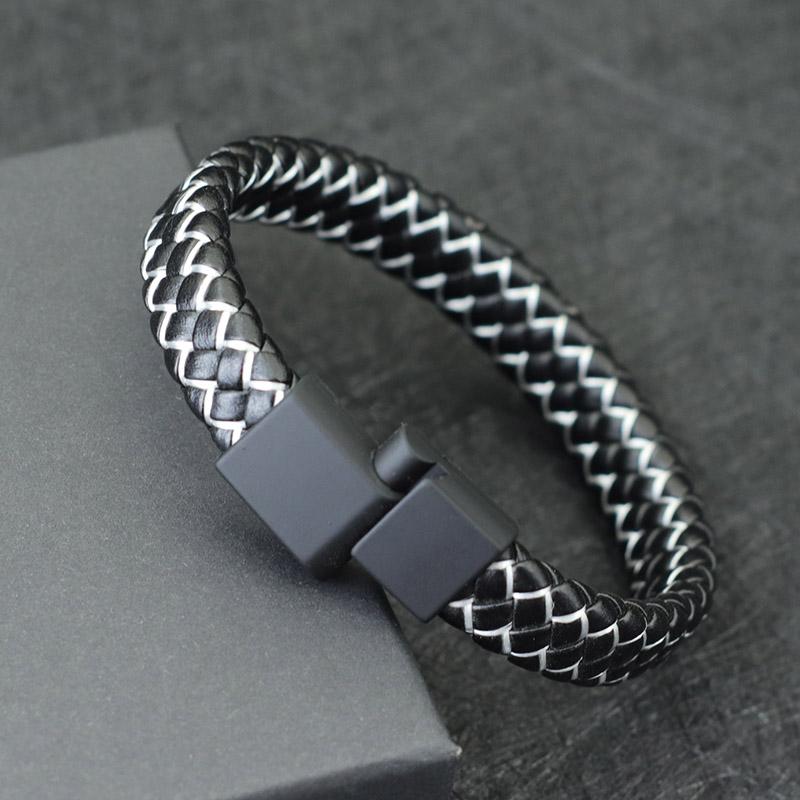 Hiphop Men Leather Bracelet Detachable Black Magnet Clasp Bangle Homme Boyfriend Gift Pulsera Hombre Punk Hand Bands For Male