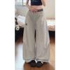 Womens Loose Wide-Leg Cargo Pants With Star Embroidery Elastic Waist Quick-Dry Lightweight