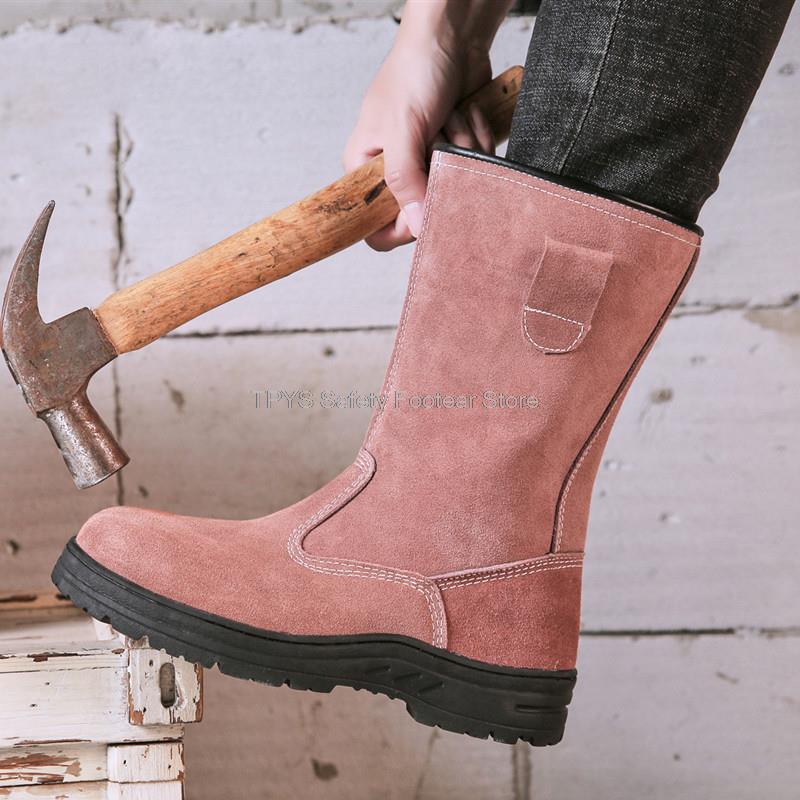 

Модная обувь для сварщиков, мужская, противоискровая, с высоким верхом, защитная обувь со стальным носком, рабочая обувь, устойчивая к проколам, рабочие защитные ботинки для мужчин 38