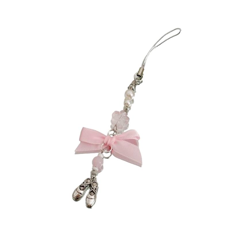 

Розовый брелок для танцевальной обуви Нежные ленты Бантик Брелок для сумок Рюкзаков Подвеска для телефона Романтический ремешок для телефона Украшение