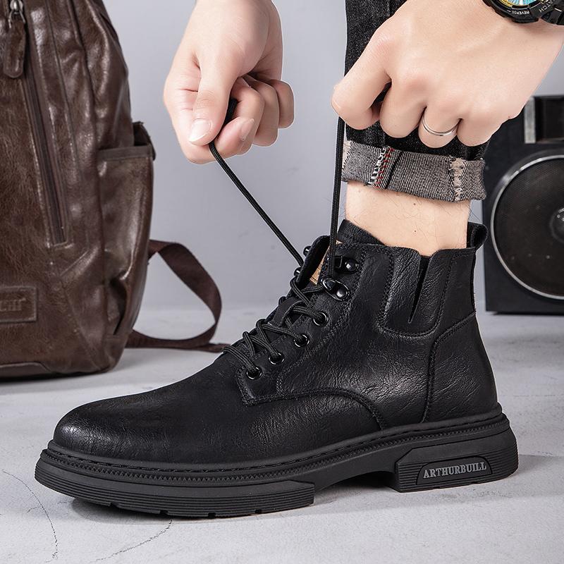 Мужские туфли с круглым носком и высоким верхом — фото 6