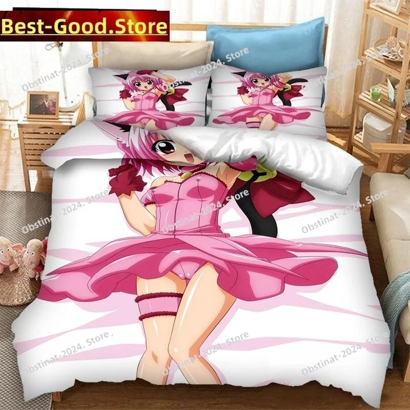 3D Anime Tokyo Mew Mew Bedding Set Duvet Cover Full Queen King Size Pillowcase Bed Print Bed Set Aldult Kid Bedroom Single Twin