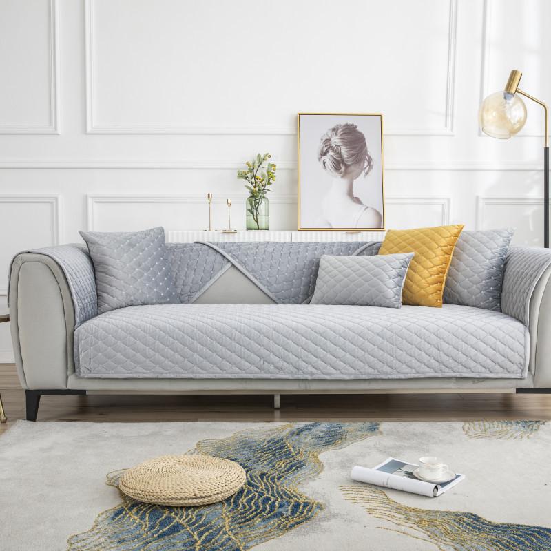 Autumn and Winter New Velvet Solid Color Super Soft Sofa Cushion Modern Simple Non-Slip Sofa Cushion Covers