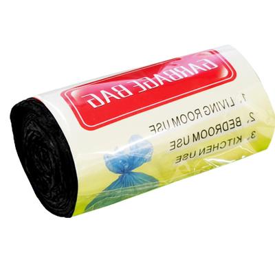 Worek na śmieci jednorazowo rolowany z płaskim otworem, pogrubiony, z plastikowym workiem typu Roll Point Break, kolor czarny