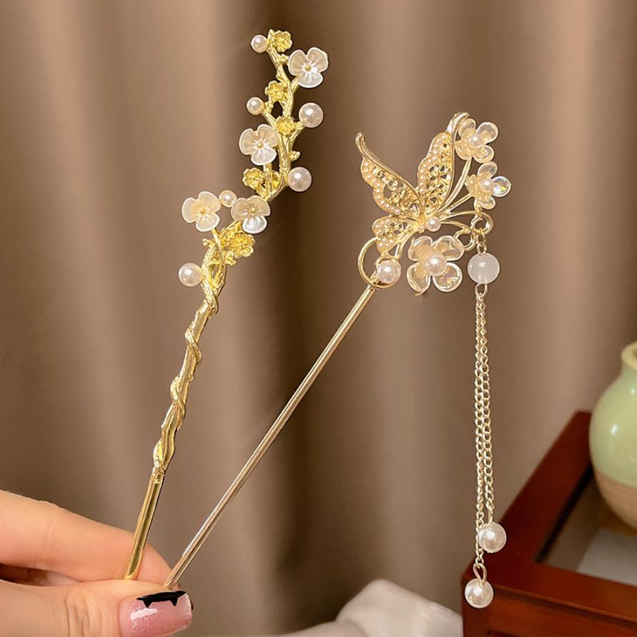 Vintage Chinese Style Hair Sticks Hairpin Forks for Women Girls Flower Hairpin Hair Clip Hanfu Headwear Jewelry Hair Accessories