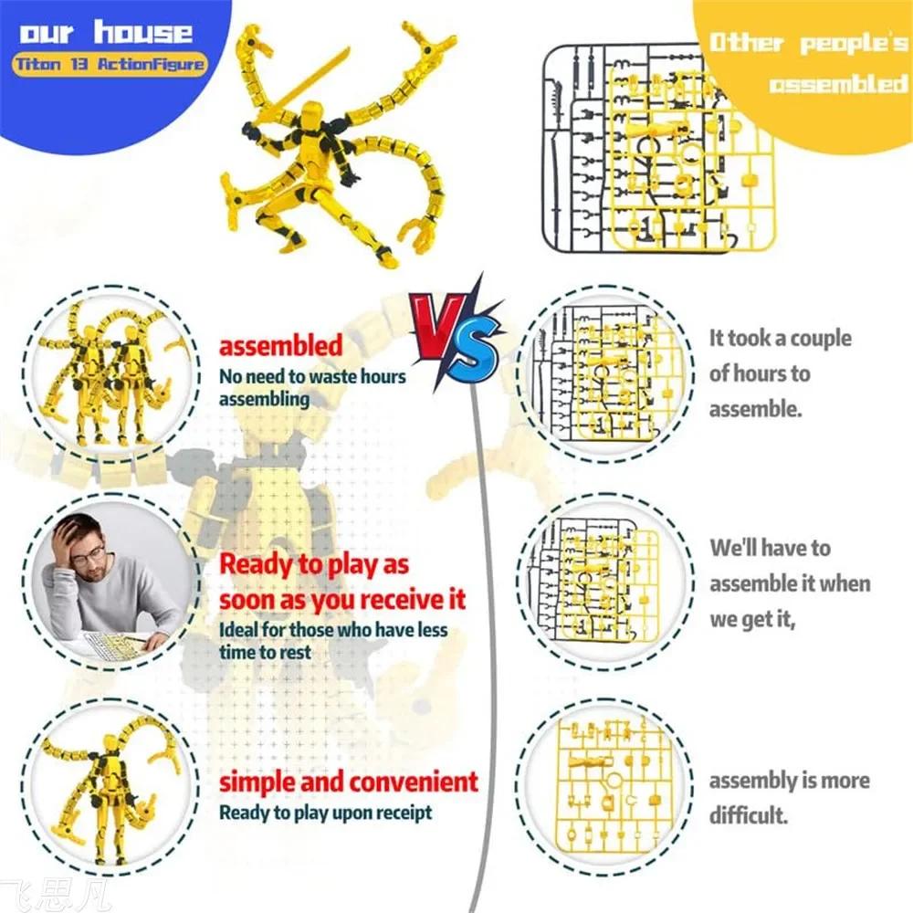 T13 Action Figure 3D Printed Multi-Jointed Movable Titan 13 Lucky Dummy Nova Robot Action Figure Desktop Assembly Completed Gift