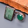 Heart Chakra Fancy Natural Aventurine Copper Eternity Electroformed Ring Jewelry V-50