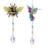 1 Juego de nuevo kit de colgante de pintura de diamante, libélula, lobo, sol, mariposa, pájaros, abejas, arte, carillón de viento, colgante, decoración del jardín del hogar, 5 estilos