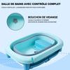 Grande baignoire pliable ultra compact kikido, baignoire enfant en plastique avec bouchon de vidange, pieds pliable-bleu