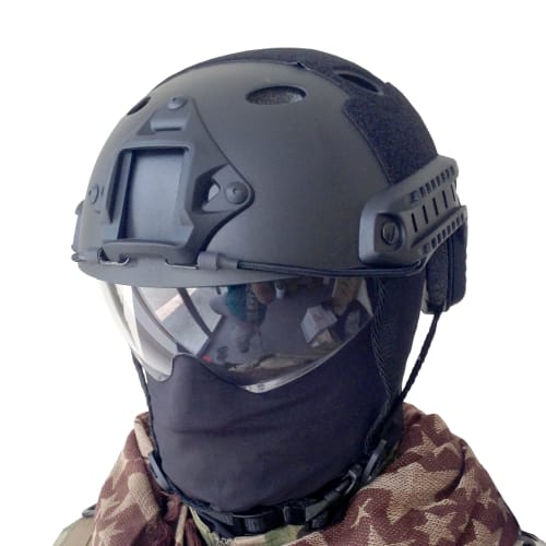EA Fast Helmet PJ Type with Glasses #5503U-PJ Eagle Model (Black)