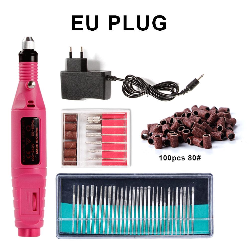 Aparelho elétrico da máquina do polonês da broca do prego para o manicure 30pcs fresas conjunto de bandas de lixamento