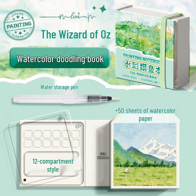 Moyu Watercolor & Acrylic Travel Sketching Set: Portable Palette, Drawing Board, and Book for Painting and Sketching.