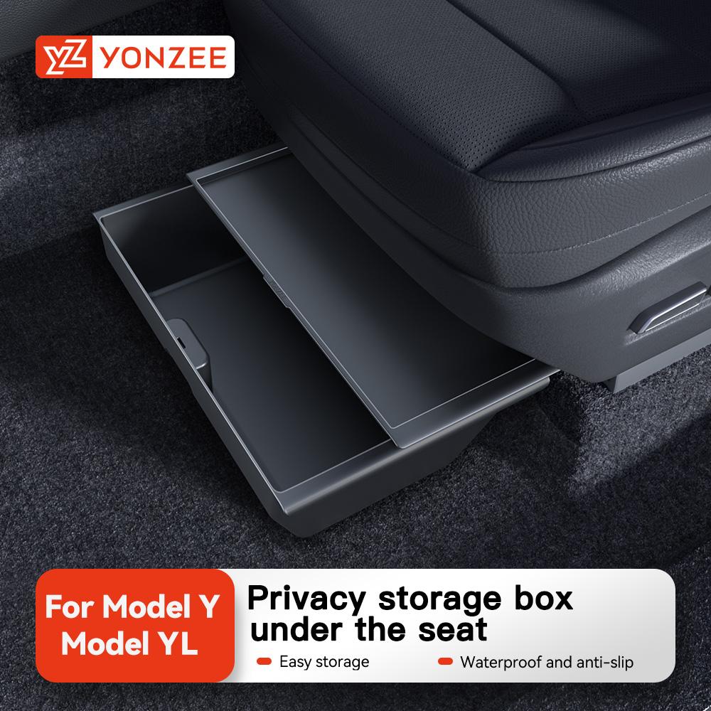 YZ For Tesla Model 3 Y Juniper YL Launch Under Seat Storage Box Case Car Seat Organizer Vehicle Underseat Drawer Tray Accessory