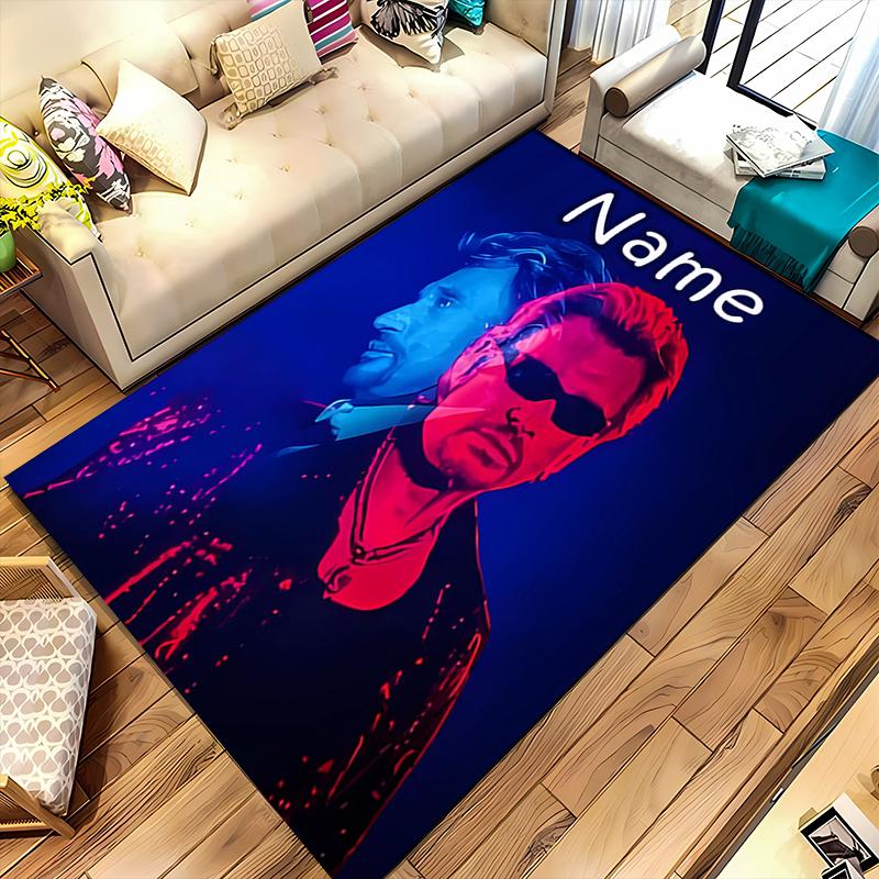 Custom personalization Johnny Hallyday Area Rug - Perfect For Kitchen, Bathroom,Laundry Room Decor Large Size Available,Gift All Seasons