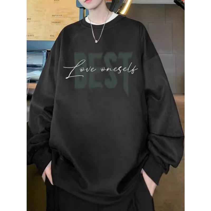 

Американский ретро-свитшот с круглым вырезом для мужчин на осень и зиму, новый корейский стиль, модный свободный повседневный свитшот в ленивом стиле для мужчин 5XL