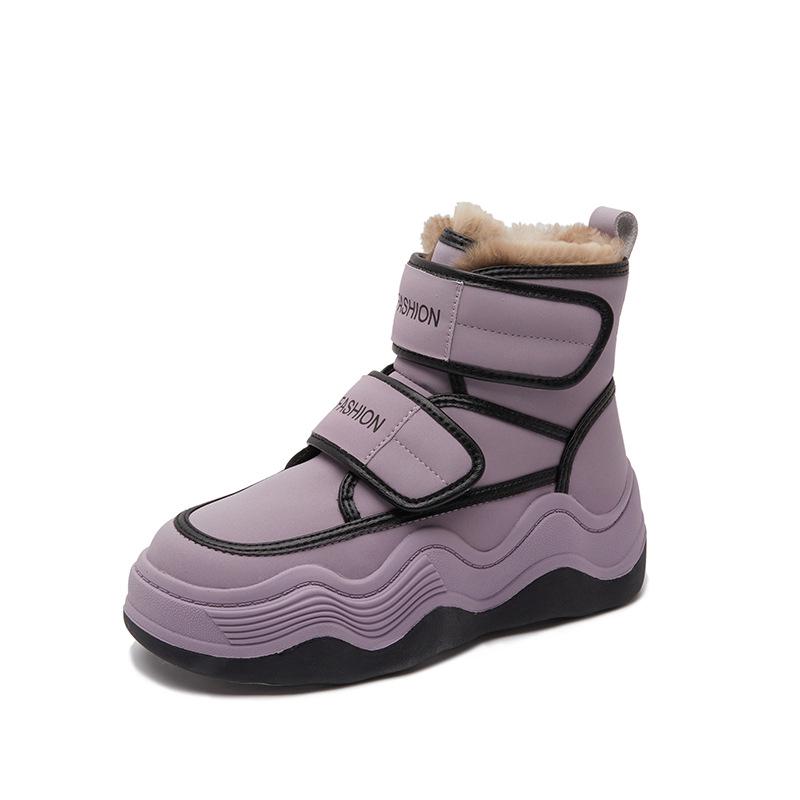 Women's Genuine Leather Thick-Soled Snow Boots, Large Size, Non-Slip, Wool-Lined, 2025 Winter Collection.