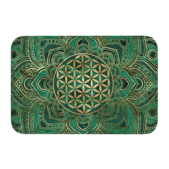 Flower of Life In Lotus Mandala Front Entrance Doormat Sacred Geometry Meditation Anti-Slip Bathroom Mat Room Floor Mat
