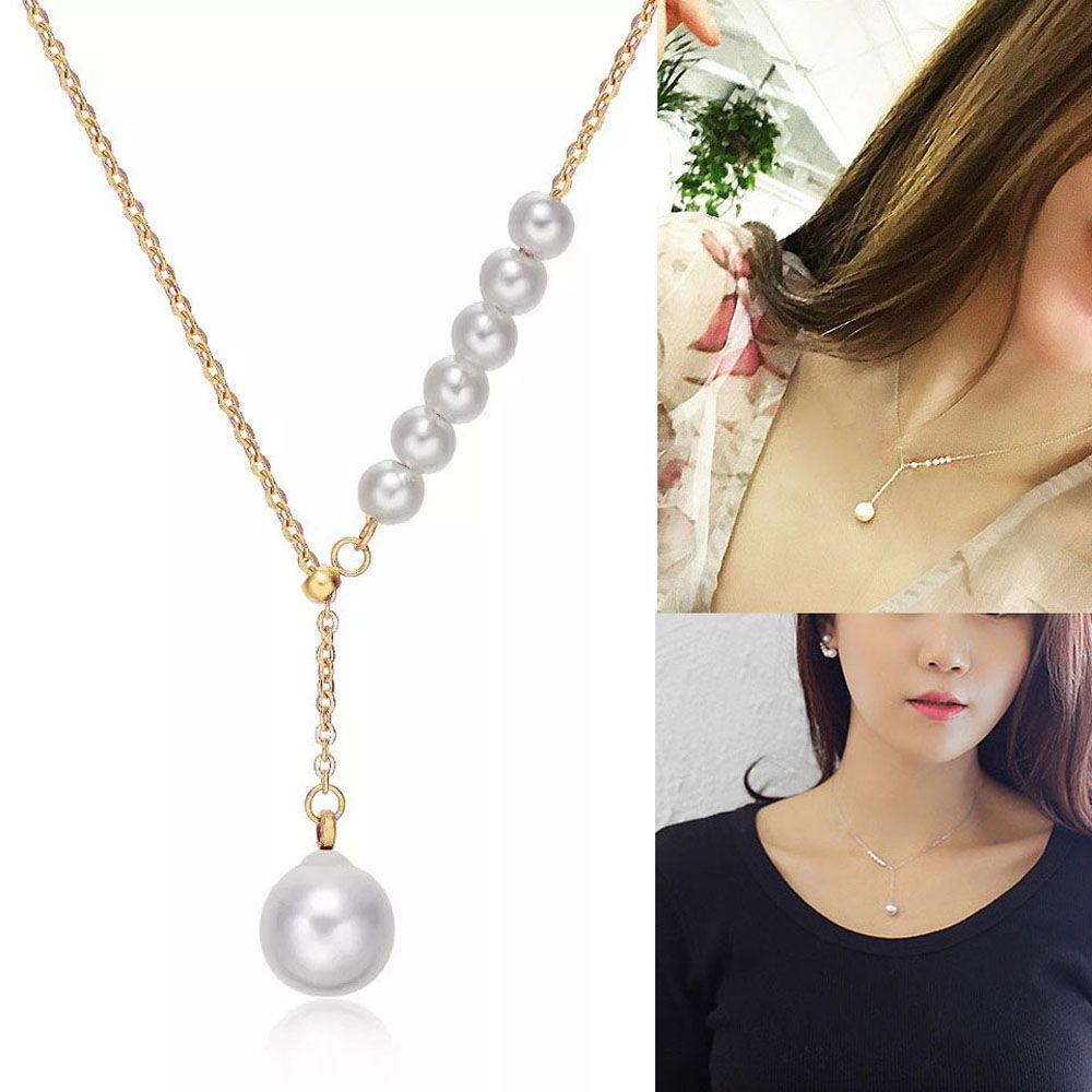 

Леди искусственный жемчуг длинная капля классический дизайн кулон ожерелье ювелирные изделия цепочка на ключицу мода