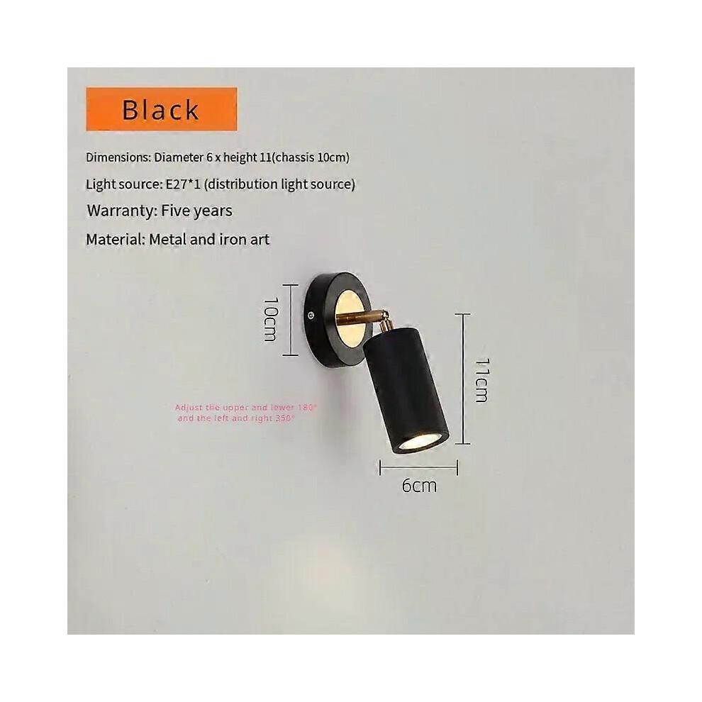 (warm light, Black) Bedside Wall Lamp Reading Light Simple Modern Bedroom Small Spotlights Minimalist Creative Rotating Hotel Corridor Wall Lamp