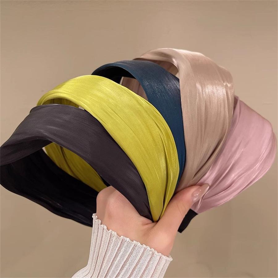 New Korean Retro Exquisite Wide-edged Headband for Women's Satin High-end Temperament Headband Versatile Face Washing Headband