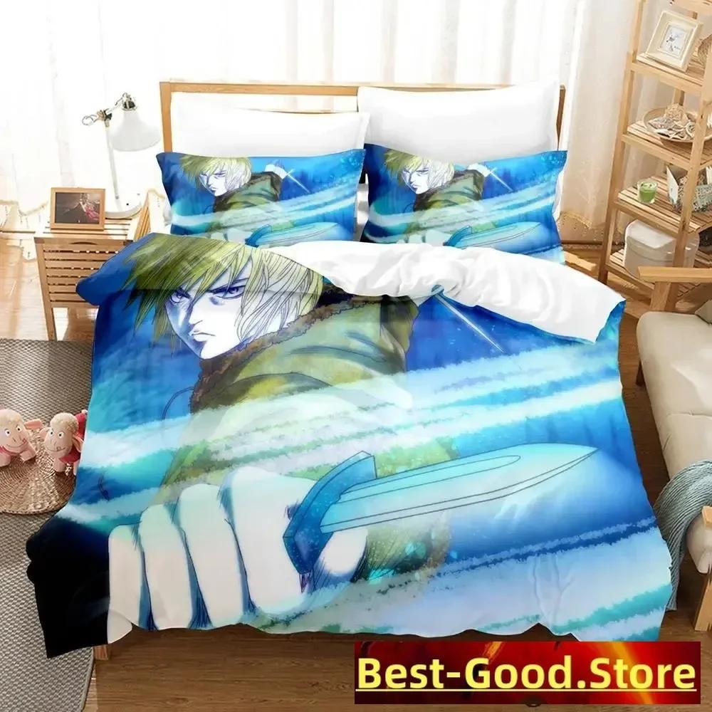 Vinland Saga Bettwäsche-Set, Bettbezug, Laken, bedrucktes Bettwäsche-Set, Kissenbezug, Bettdecke, Doppelbett, Queensize, Kingsize, Schlafzimmer