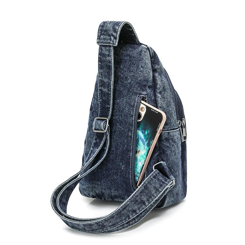 Denim Stoff Umhängetasche - Retro und Lässig, Stilvoll und Schlicht, Tragbarer Rucksack