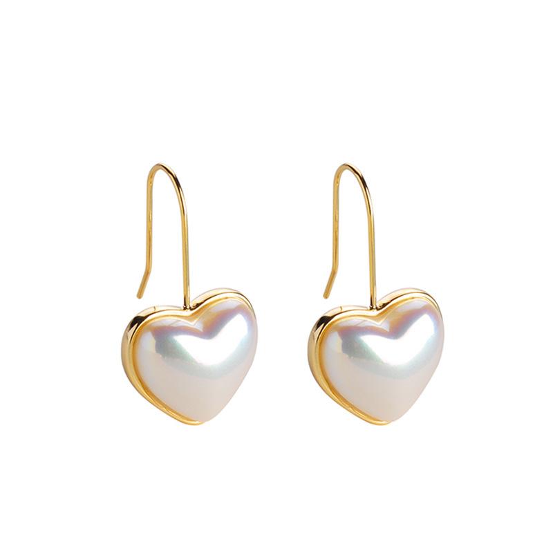 Cute Heart Earrings, Pearl Drop Earrings, INS Style, Simple Earrings, Dainty Fashion Jewelry