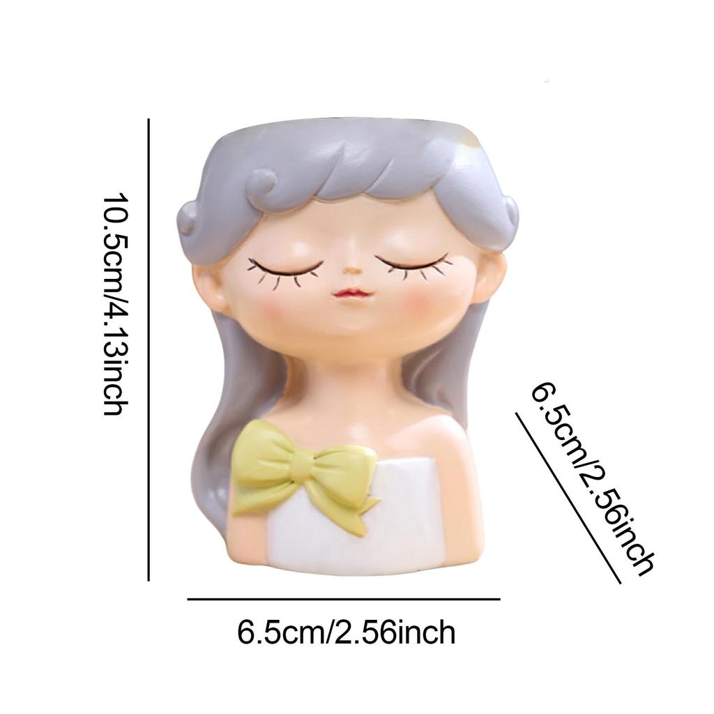 Girl Flower Pot Plant Container Cute Ornament Home Decoration Gift with Drainage
