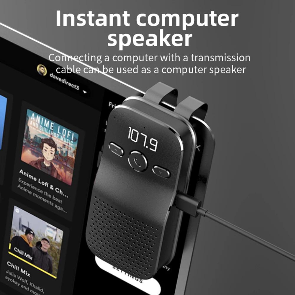 Bluetooth 5.4 Speaker Handsfree Car Kit Sun Visor Clip Wireless Audio Receiver Speakerphone Loud Music Player Connect Dual Phone