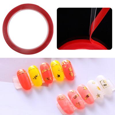 Nastro adesivo biadesivo trasparente per nail art da 1 rotolo da 3 m per tabellone acrilico per punte di unghie finte