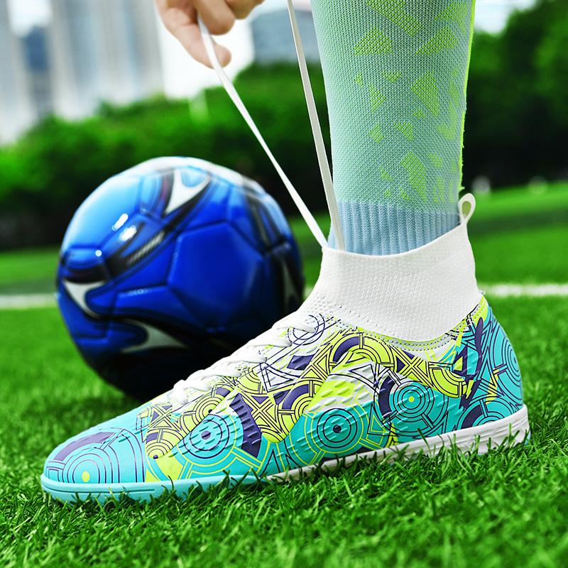 Fußballschuhe Kinder High-Top Fußballschuhe Gummi Kurze Stollen Jugend Sportschuhe Fußball Trainingsschuhe Kunstrasen Herren Fußballschuhe